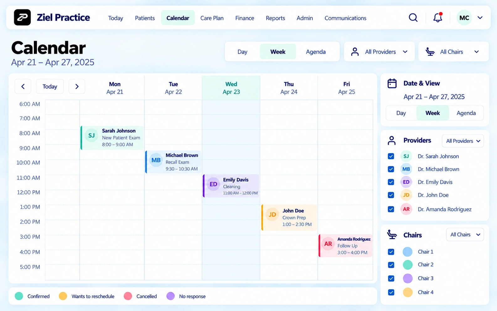 Ziel Practice Calendar product view
